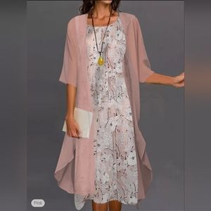 Size XL 16 Peach sheer dress dress with over lay